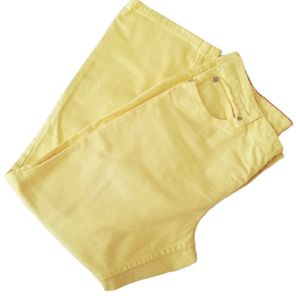 Tommy Hilfiger Hipster Boot Jeans Women Yellow Stretch - Size 12 - Picture 3 of 5